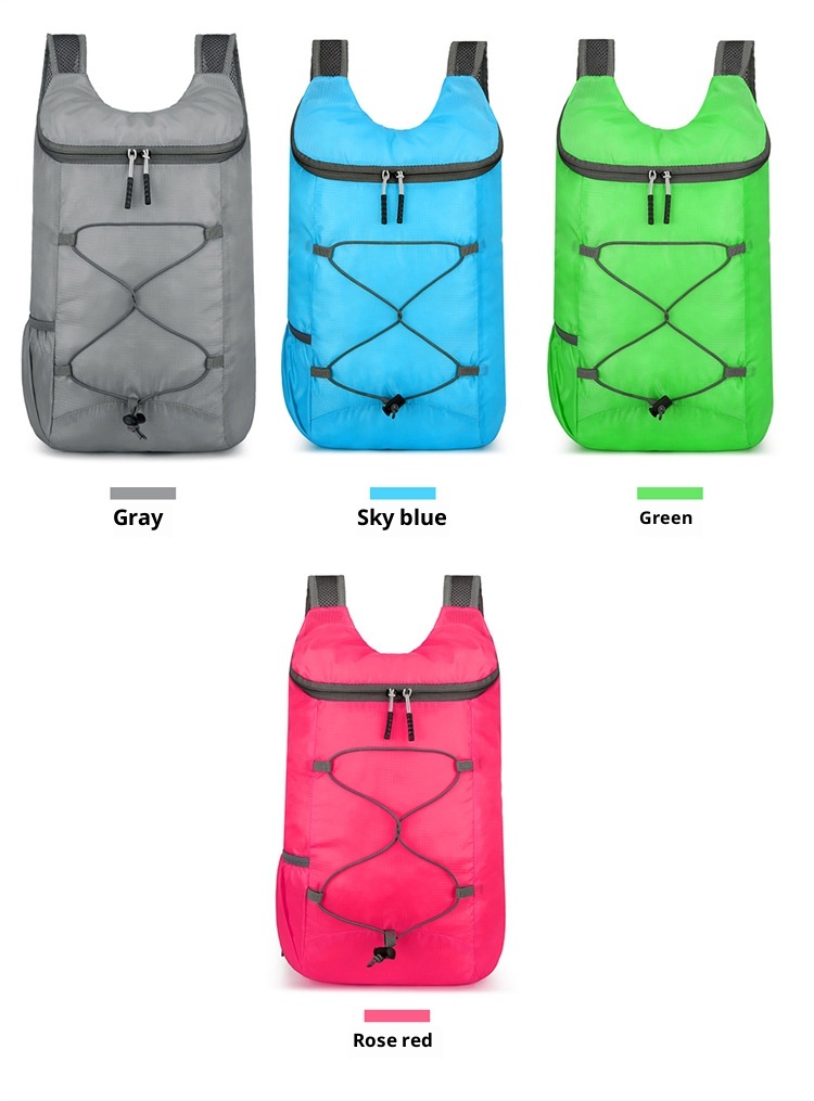 Sac à dos ActiveGo Warneheim Outdoor Sports, couleur unie, grande capacité, fermeture éclair, léger, pliable et résistant à l'eau_voghion.com