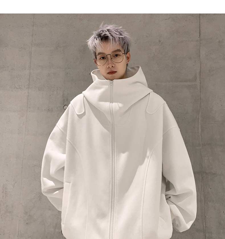 boy Boy Solid Color Cardigan Sweatshirt Men's 2024 Spring And Autumn New Style High-end Cool American Casual Loose Hoodie Jacket_voghion.com