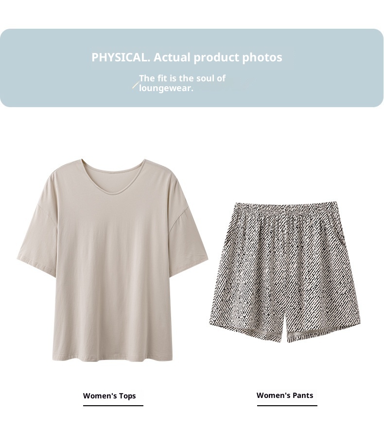 ChicShe New Chest Pad Pajamas For Women, Pure Cotton Short Sleeve Comfortable Cute Pajamas, Summer Internet Celebrity Homewear_voghion.com