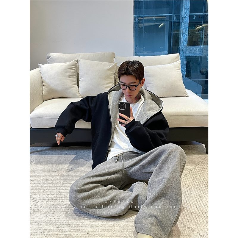 boy Boy 2025 Cardigan Sweatshirt Unisex Spring Autumn Zipper Hooded American Retro Style Regular Shoulder Jacket_voghion.com