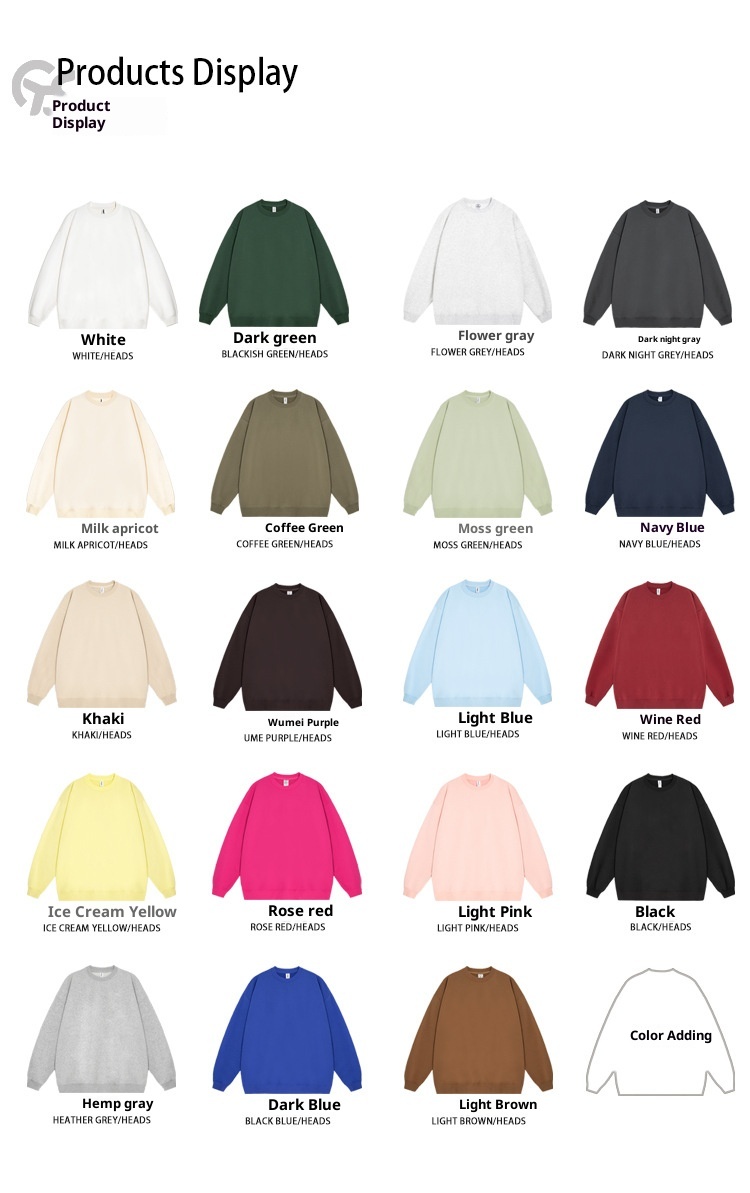 Ragazzo Ragazzo Nuovo Autunno Inverno AG330g Terry Girocollo Tinta Unita Felpa Uomo Stampato Trendy Marca Personalità Largo Americano_voghion.com