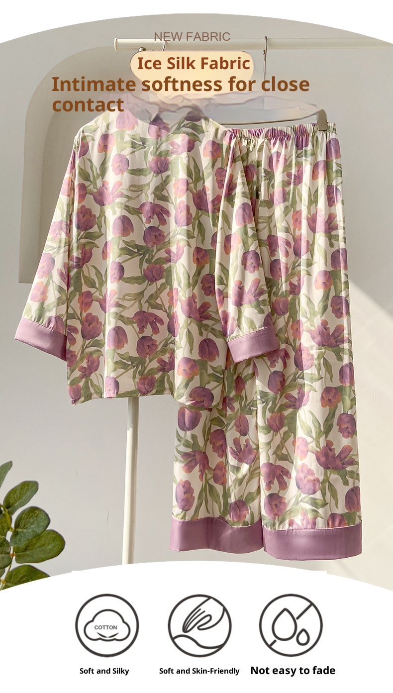 Pigiama ChicShe Tulip da donna, dolce e di alta qualità, per la casa, 2024, nuovo set primavera e autunno a maniche lunghe, adatto per abbigliamento esterno_voghion.com