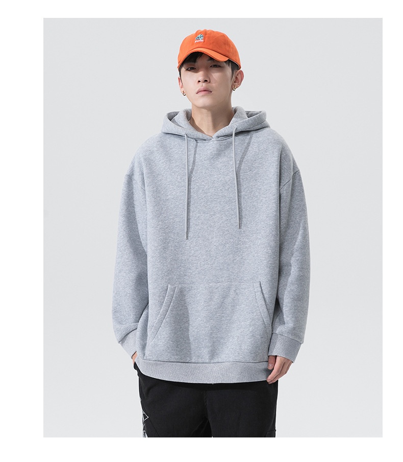 boy Boy Men's Sweatshirt Hong Kong Style Autumn Winter Fleece Lined Men Gray Versatile Basic Hooded Jacket Hoodie Trendy_voghion.com