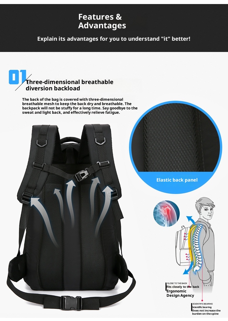 Zaino da uomo ActiveGo Cross-Border Hiking Travel con doppia tracolla, borsa sportiva da esterno, 70 litri, grande capacità_voghion.com