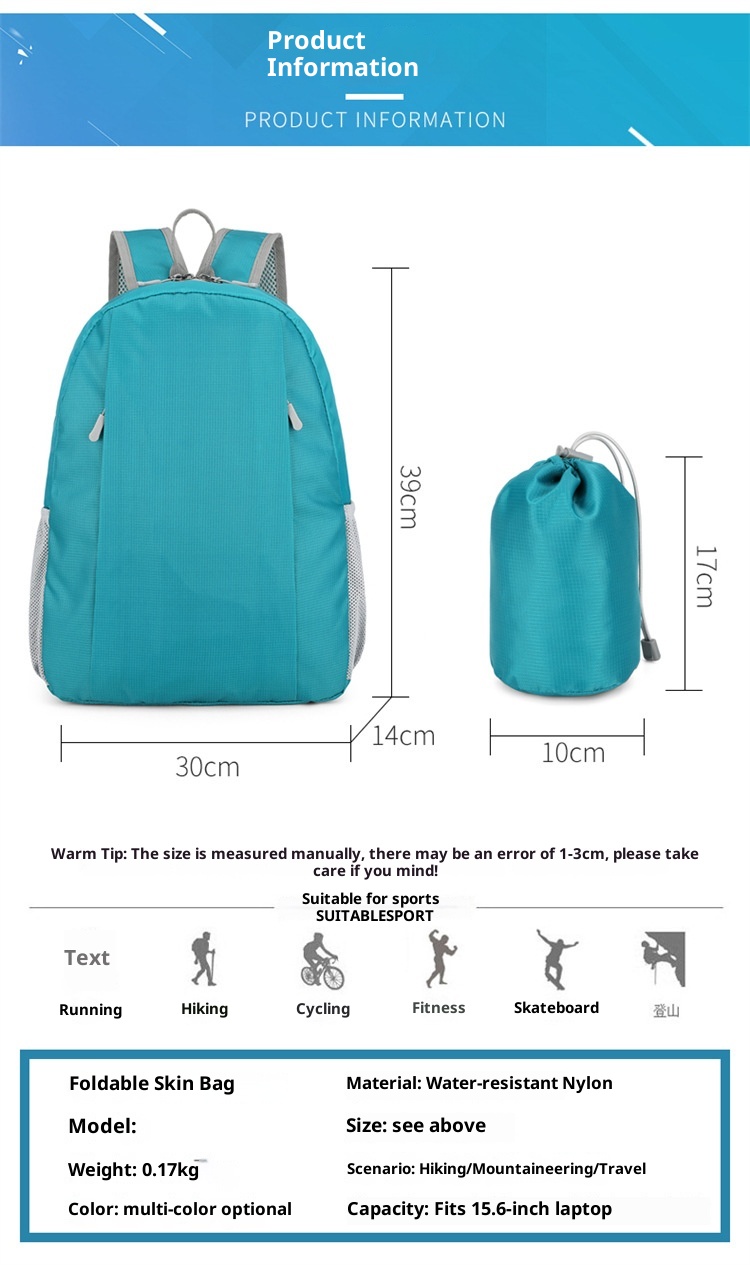 Zaino sportivo da uomo e da donna ActiveGo, leggero e di grande capacità, per attività all'aperto, trekking, alpinismo e altro ancora._voghion.com