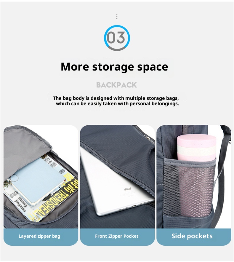 ActiveGo 2024 Spring New Outdoor Casual Sports Backpack Lightweight Large Capacity Folding Bag Dropshipping_voghion.com