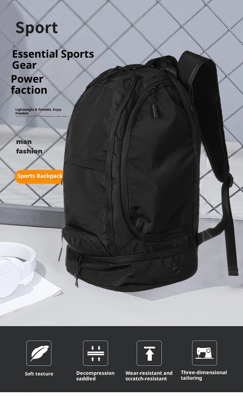 ActiveGo Large Capacity Travel Dry Wet Separation Outdoor Sports Fitness Men Basketball Backpack Football Bag Independent Shoe_voghion.com
