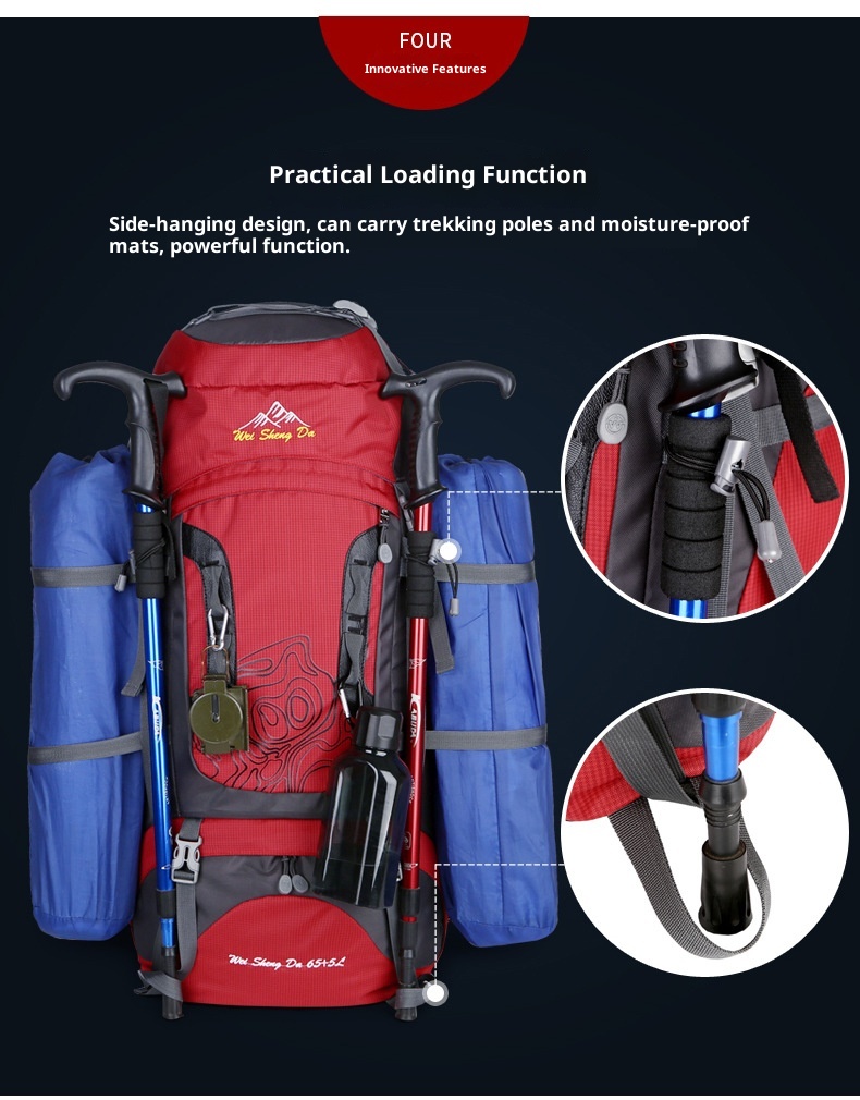 Zaino da viaggio per uomo ActiveGo, grande capacità, doppio spallaccio, impermeabile, per trekking, campeggio, escursioni, sport_voghion.com