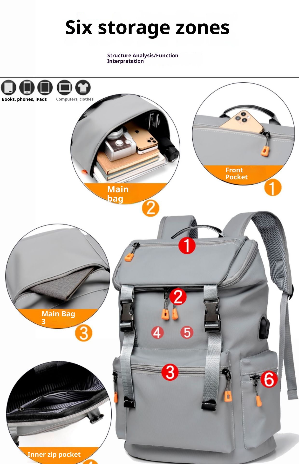 Sac à dos ActiveGo pour homme, grande capacité, idéal pour les voyages, la randonnée et les activités de plein air. Parfait pour un look business décontracté._voghion.com