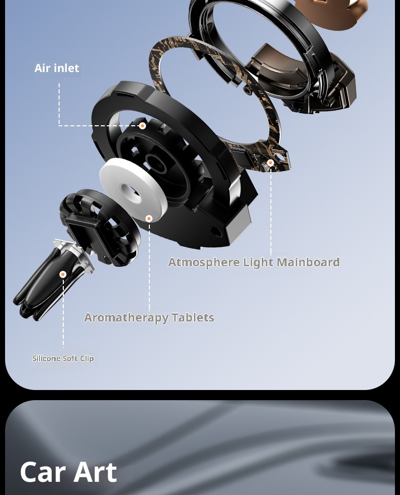 Geräuschaufnahme, Raumluft, Duft aus der Lüftungsöffnung, Autoinnenraum, Rhythmuslicht, leuchtende Brille, Bärendekoration_voghion.com