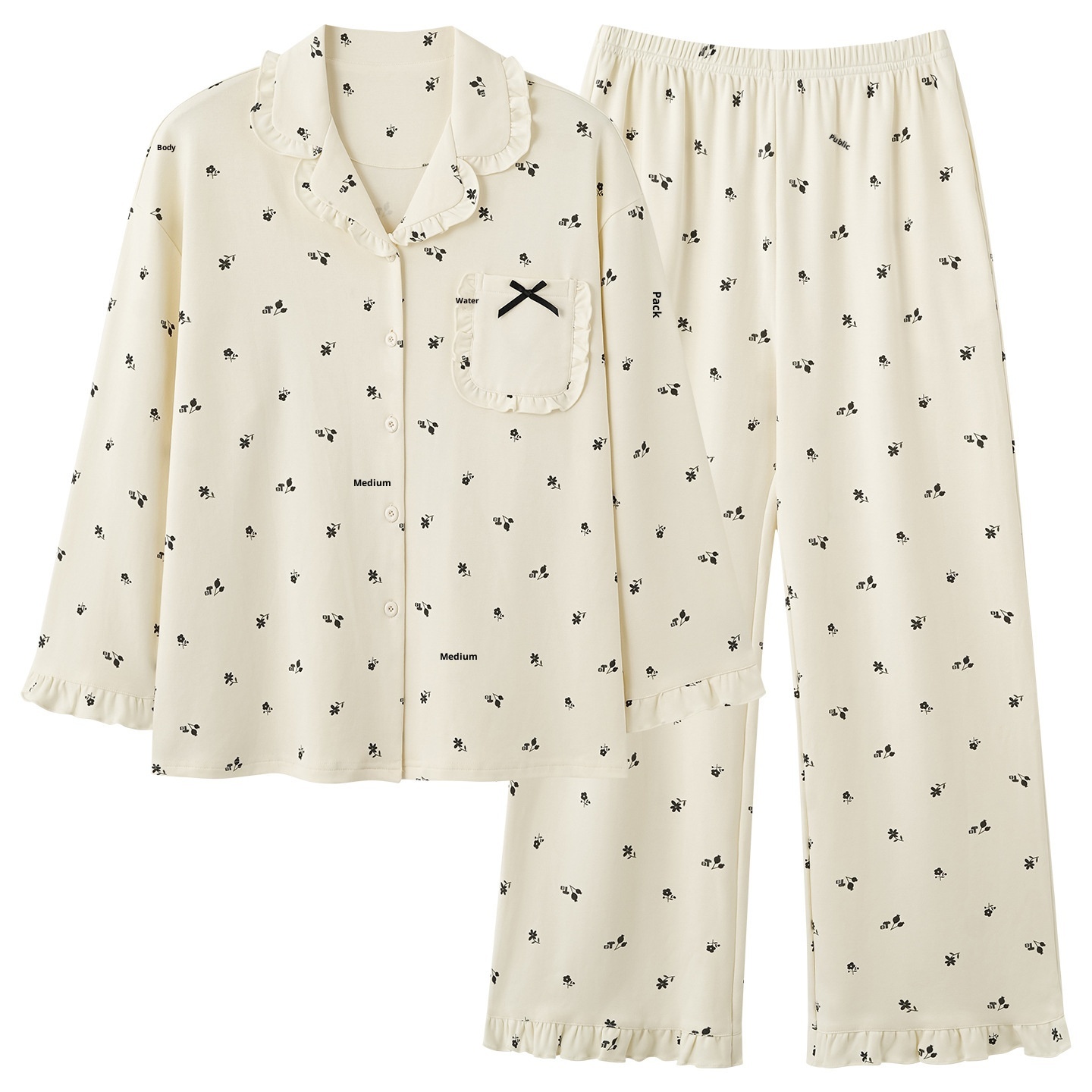 ChicShe 2025 Nuovo Pigiama da Donna Puro Cardigan con Colletto Risvoltato Manica Lunga Donna Casual Primavera Autunno Completo da Casa in Cotone_voghion.com