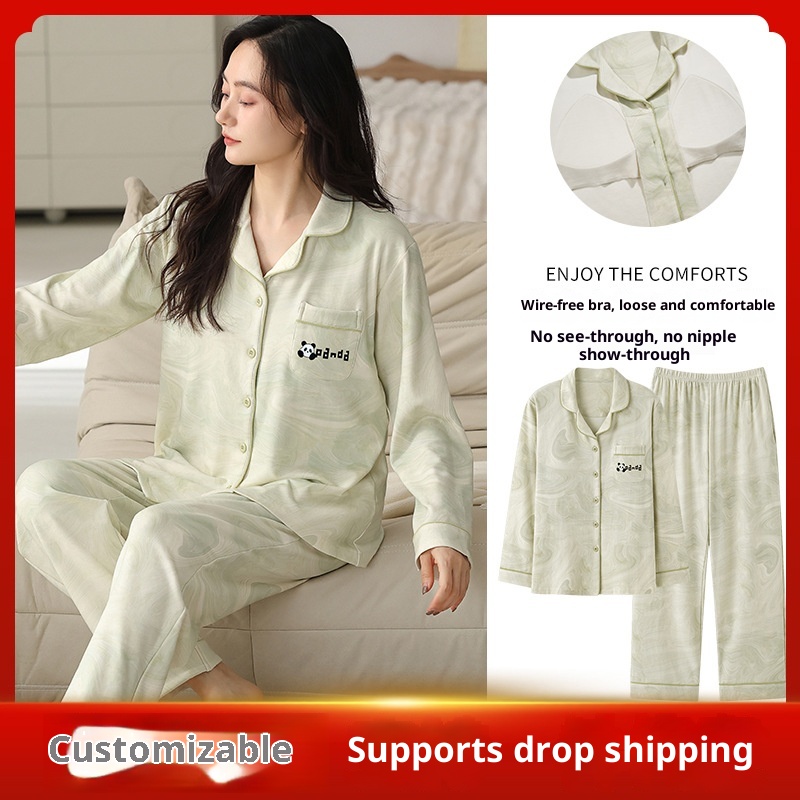 ChicShe Women's Padded Sleepwear Long Sleeve Pure Cotton Turn-Down Collar Cardigan Autumn Winter Anti-Bump Design Wearable_voghion.com