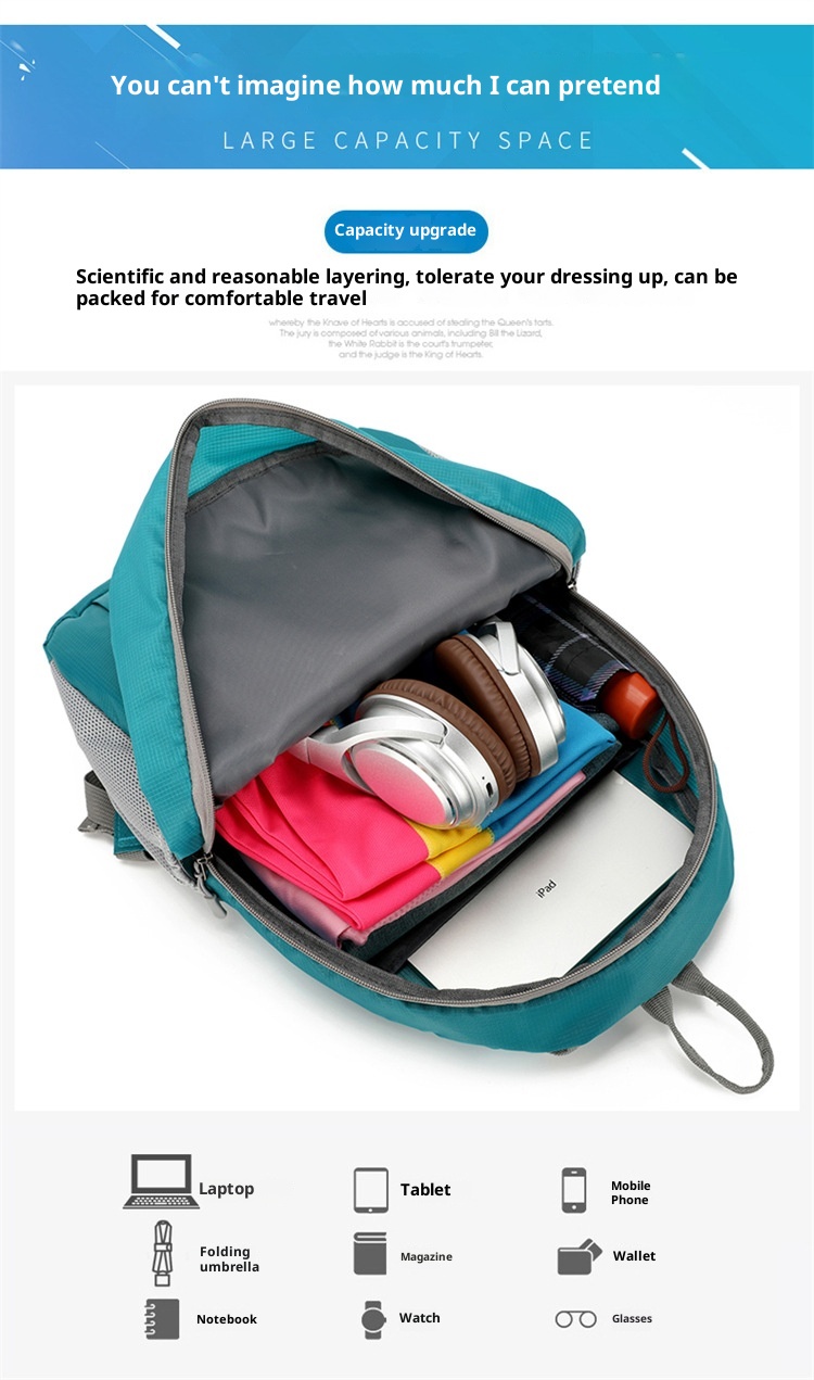 Zaino sportivo da uomo e da donna ActiveGo, leggero e di grande capacità, per attività all'aperto, trekking, alpinismo e altro ancora._voghion.com