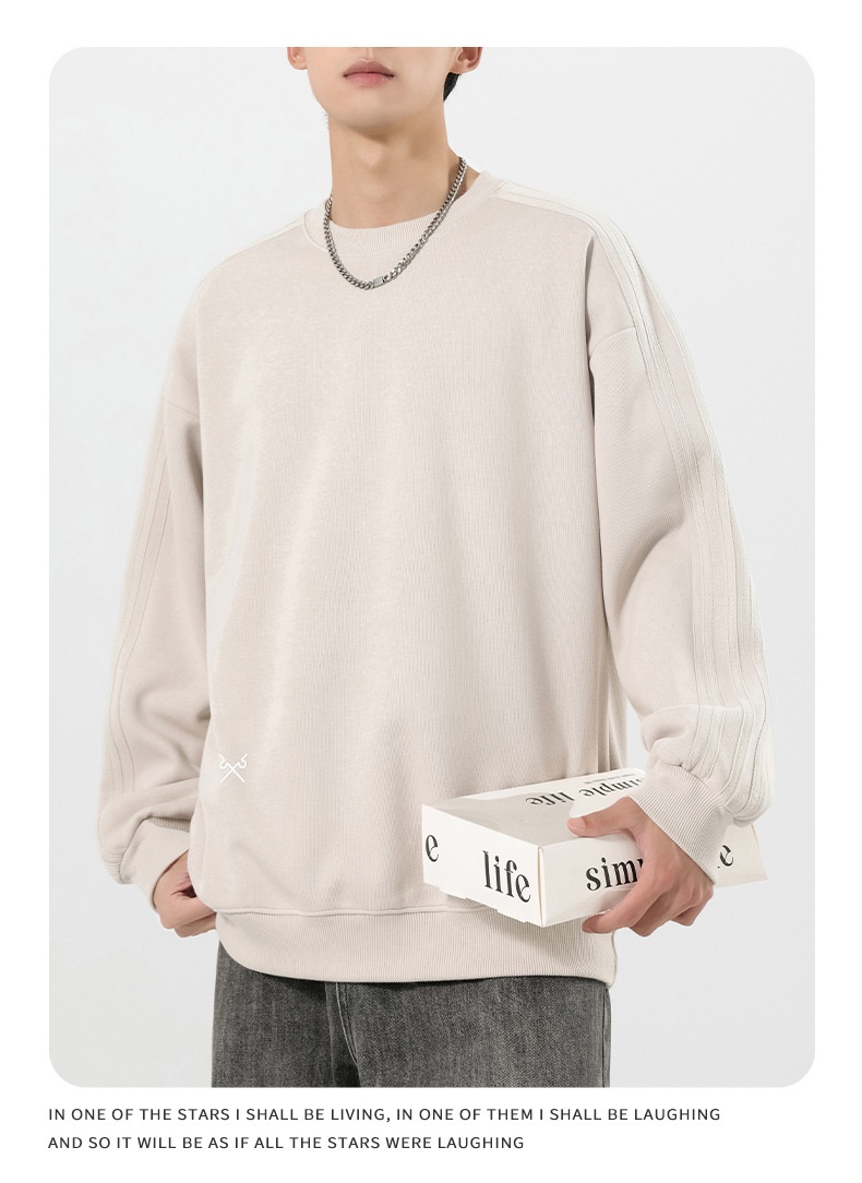 boy Boy Boy Heavyweight Sweatshirt Simple Print Basic Style Casual Trendy Crew Neck Pullover Inner Wear Long Sleeve Top Men's Jacket_voghion.com