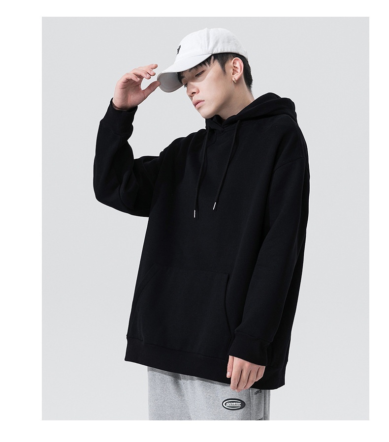 boy Boy Men's Sweatshirt Hong Kong Style Autumn Winter Fleece Lined Men Gray Versatile Basic Hooded Jacket Hoodie Trendy_voghion.com