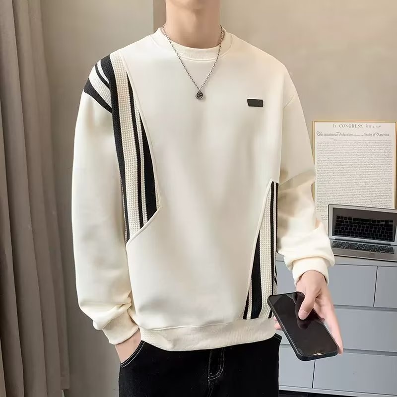 boy Boy Crew Neck Sweatshirt Spring Autumn Fleece Thickened Men's Top 2023 New T-Shirt Long Sleeve Early Winter Jacket_voghion.com