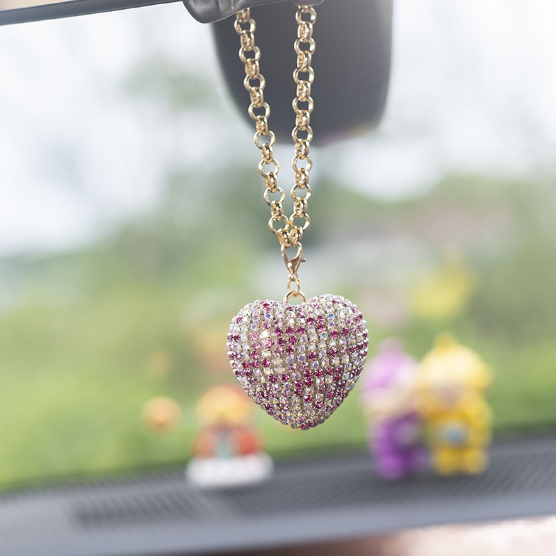 Neuer 3D-Herzanhänger mit Glitzermotiv für den Rückspiegel – Auto-Innendekoration_voghion.com