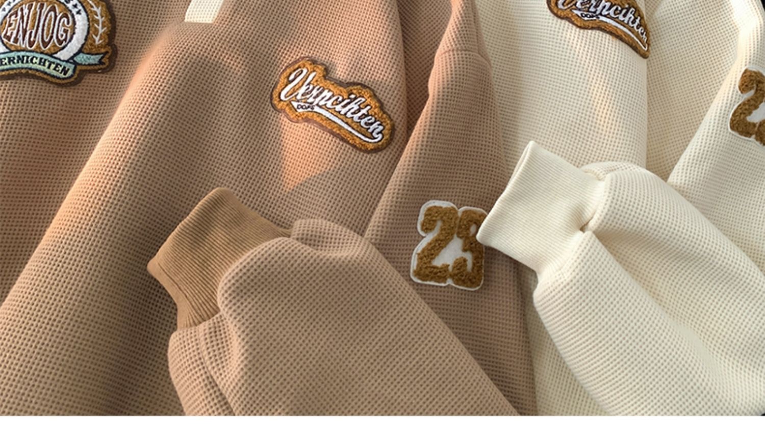 boy Boy Waffle Polo Sweatshirt For Men Spring Autumn Ins Trendy Brand Embroidered Turn-down Collar American Retro Heavyweight_voghion.com