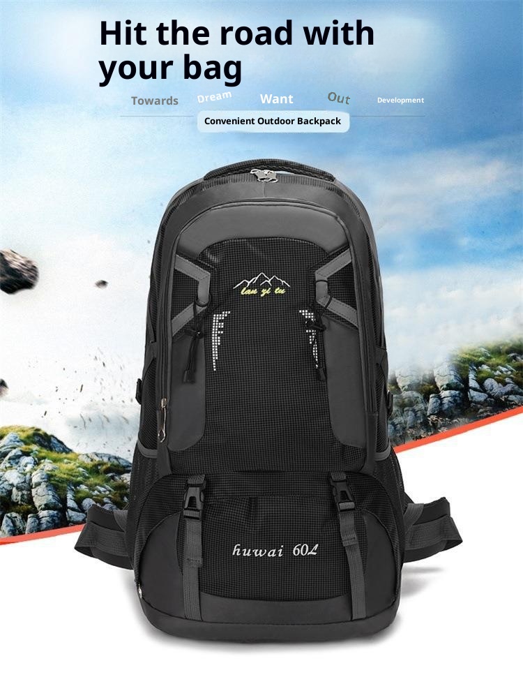 ActiveGo 60L Large Capacity Outdoor Hiking Water-Resistant Nylon Bag Couple Casual Sports Travel Backpack_voghion.com