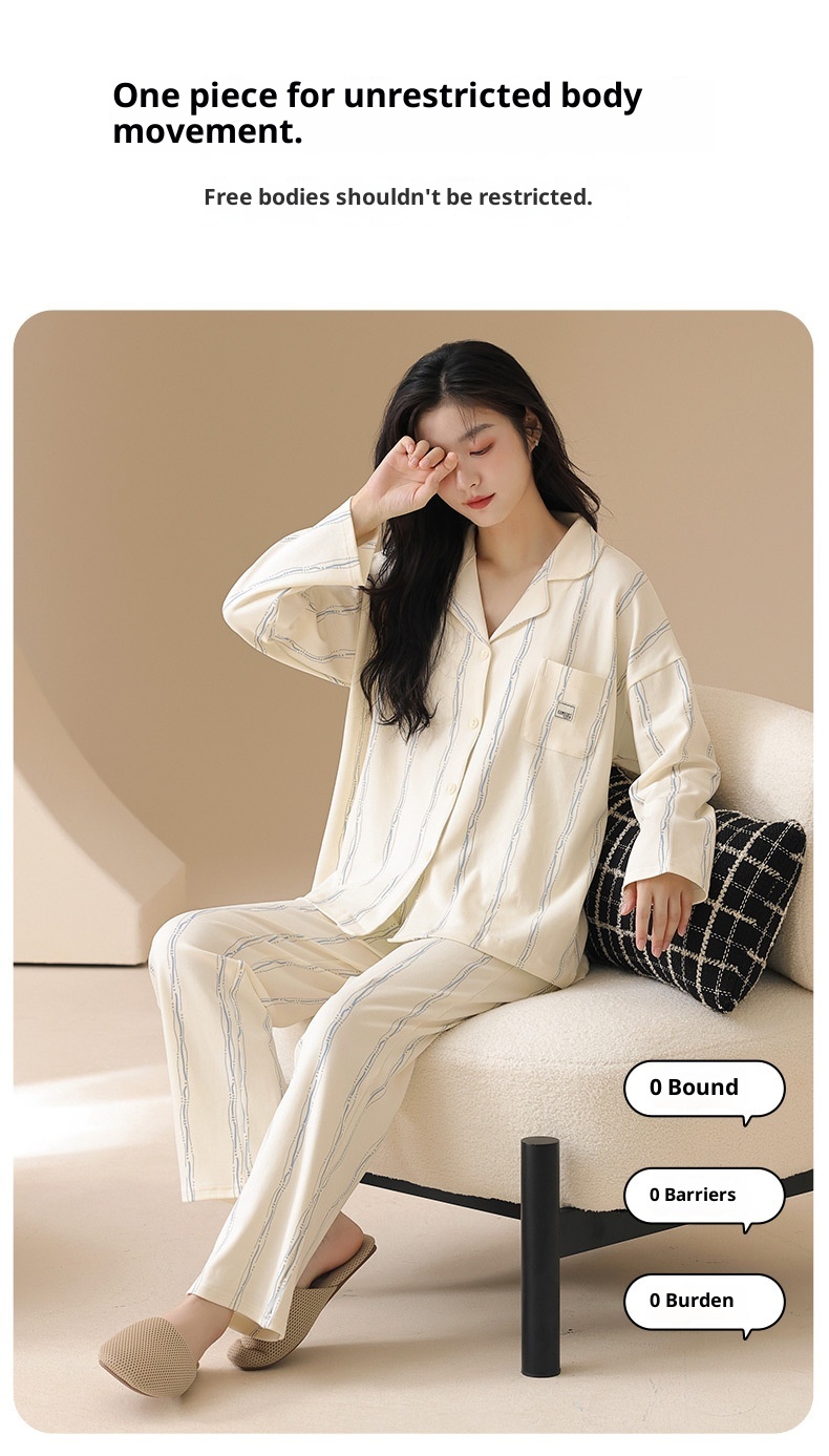 Pigiama da donna ChicShe Classe A antibatterico in 100% cotone, cardigan con maniche lunghe per autunno e inverno, indossabile all'esterno._voghion.com