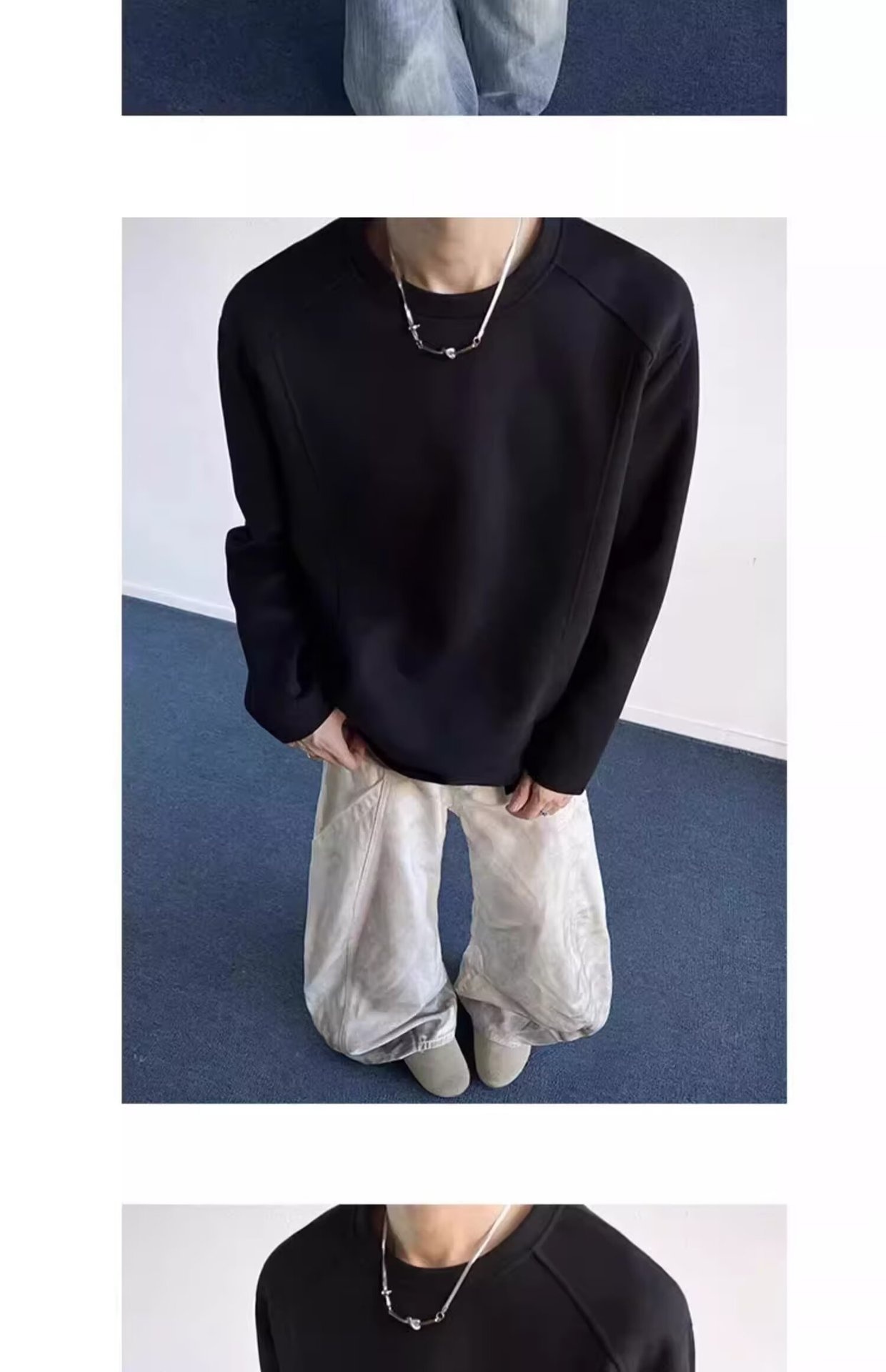 Sweat-shirt Boy Cleanfit coupe 3D style américain pour homme, collection printemps, design déstructuré, coupe ample, col rond, veste_voghion.com