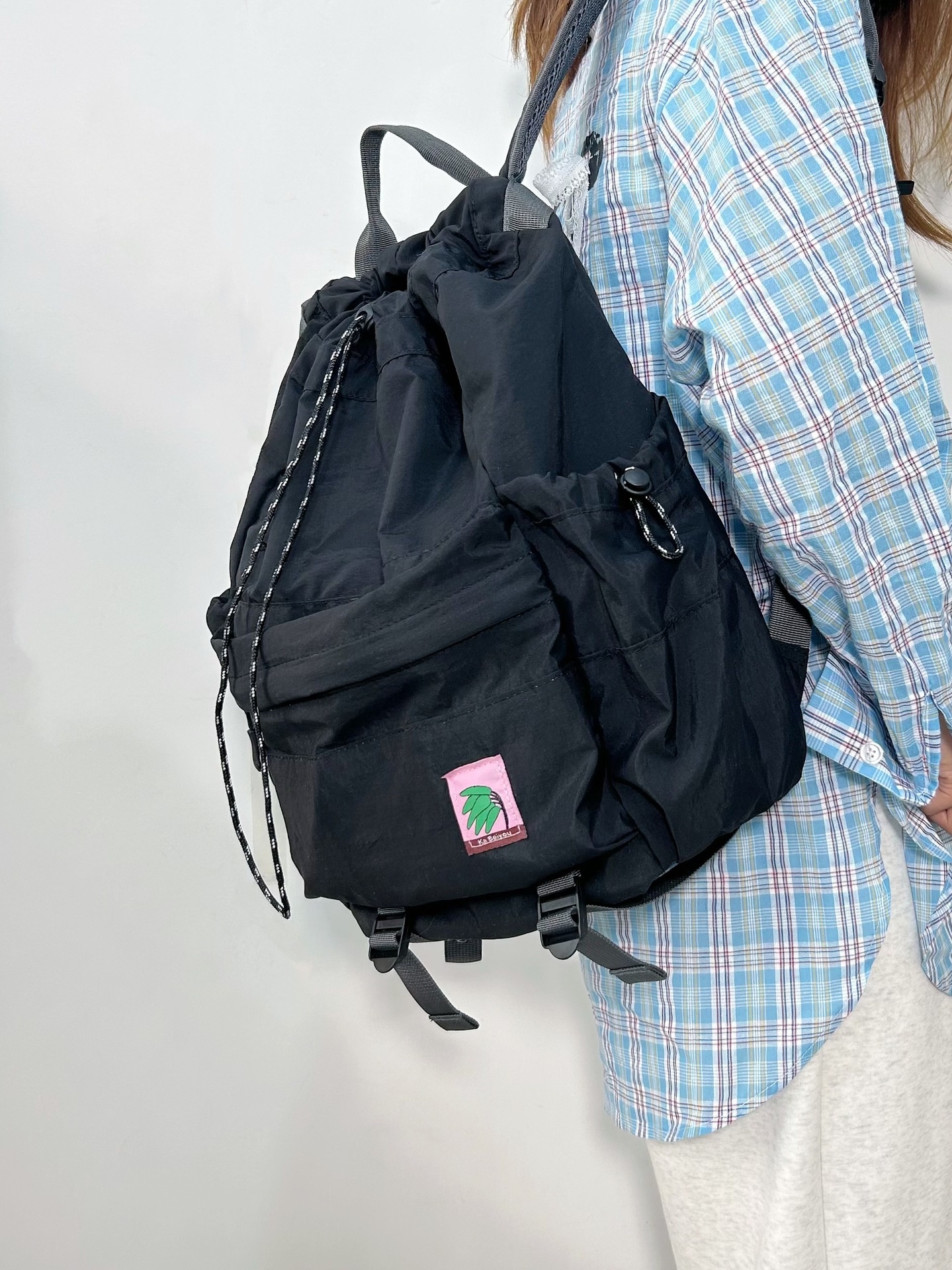 ActiveGo Lightweight Casual Travel Men's Drawstring Bag Women's Outdoor Sports Hiking Large Capacity Pleated Backpack_voghion.com