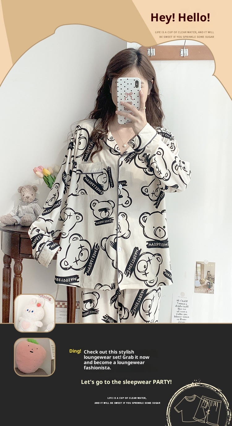 ChicShe Cross-Border Women's Pajamas Spring Long Sleeve 2024 New Autumn And Winter Plus Size Thin Loose Cardigan Loungewear_voghion.com