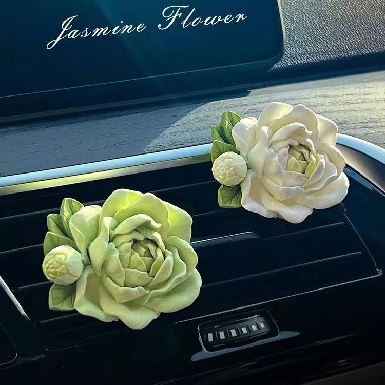 Car Air Conditioning Vent High-End Ornament Diffuser Stone Peony Flower Decoration Solid Aromatherapy Odor Removal_voghion.com