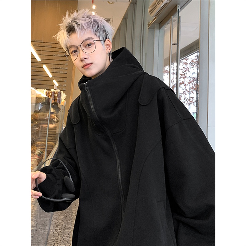 boy Boy Solid Color Cardigan Sweatshirt Men's 2024 Spring And Autumn New Style High-end Cool American Casual Loose Hoodie Jacket_voghion.com
