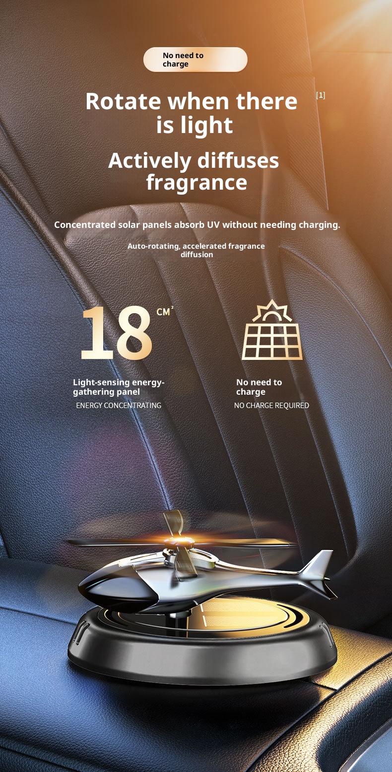 Ornamento di profumo per aromaterapia a forma di elicottero solare, profumo fresco, deodorante per interni auto a lunga durata, decorazione di alta qualità_voghion.com