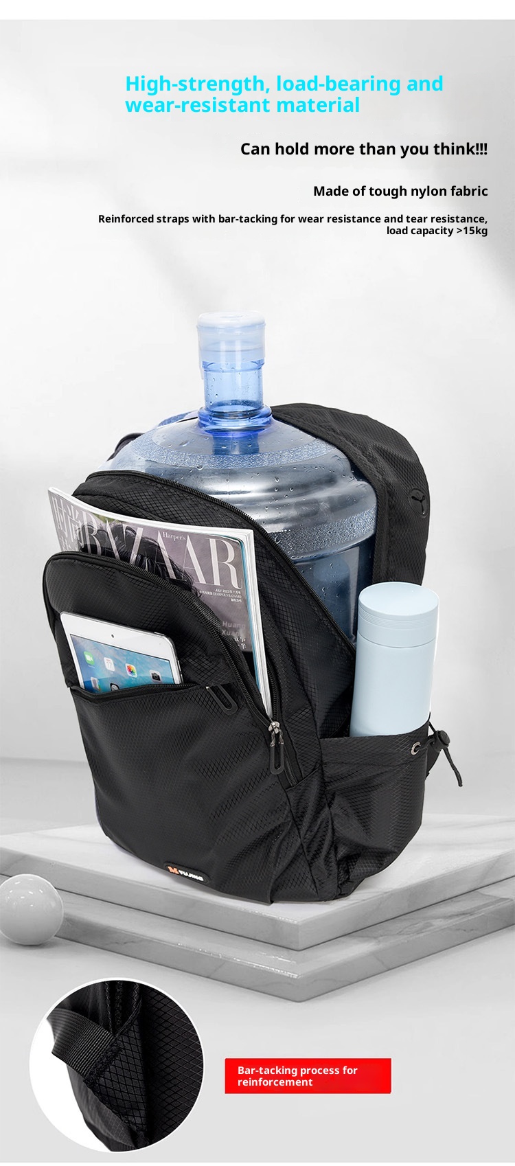 Sac à dos ActiveGo grande capacité pour voyages, femmes, voyages d'affaires, imperméable, sports de plein air, randonnée, école, hommes, double bandoulière_voghion.com