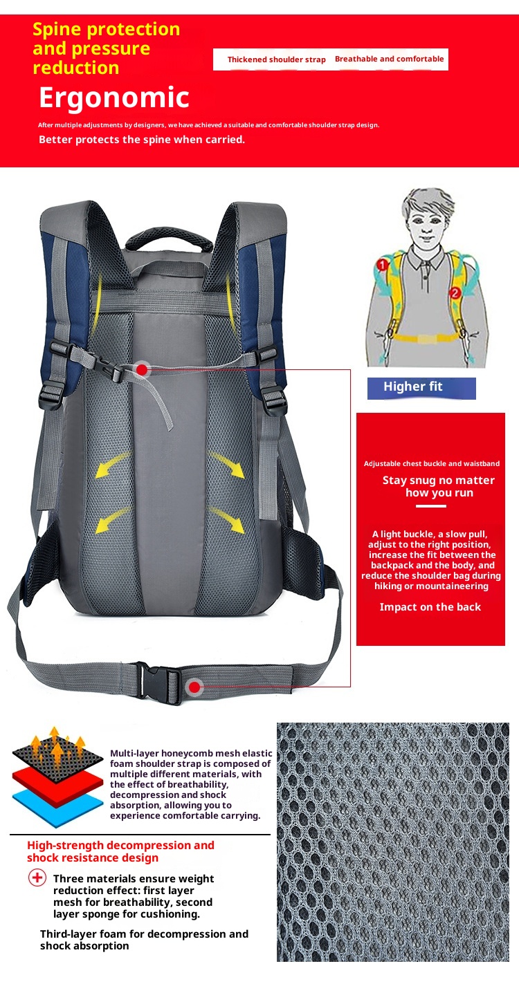 ActiveGo Waterproof And Wear-resistant Large Capacity New Hiking Camping Travel Mountaineering Bag Outdoor Backpack_voghion.com