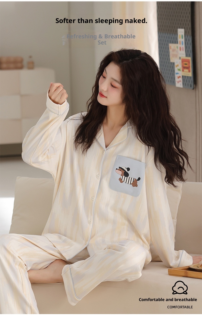 ChicShe Damenpyjama aus 100 % Baumwolle, Frühjahr/Herbst 2025, neues Set mit lockeren Ärmeln und langer Hose, ideal für Freizeit und Outdoor-Aktivitäten._voghion.com