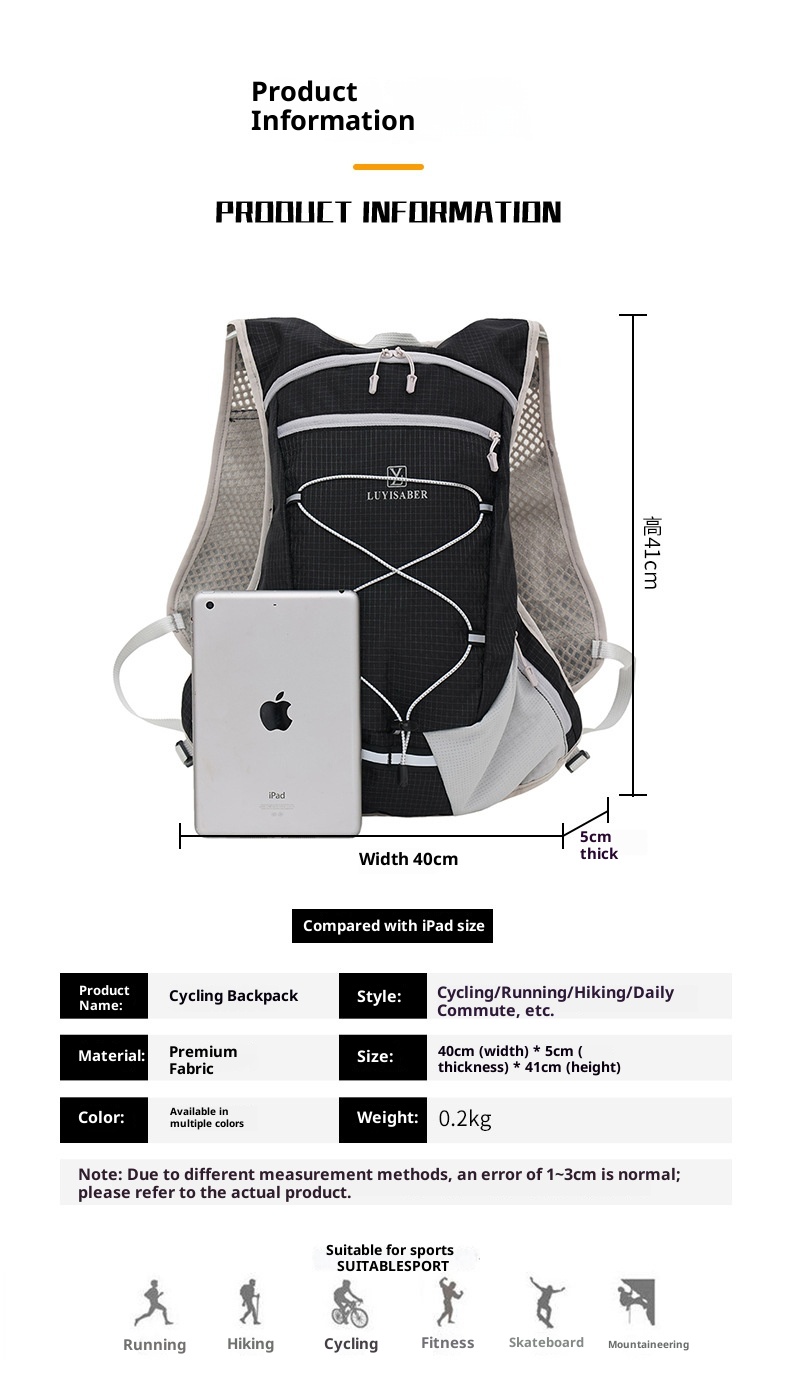 ActiveGo Large Capacity Hiking Water-Resistant Off-Road Cycling Cross-Border Multi-Functional Sports Backpack Marathon Hydration_voghion.com