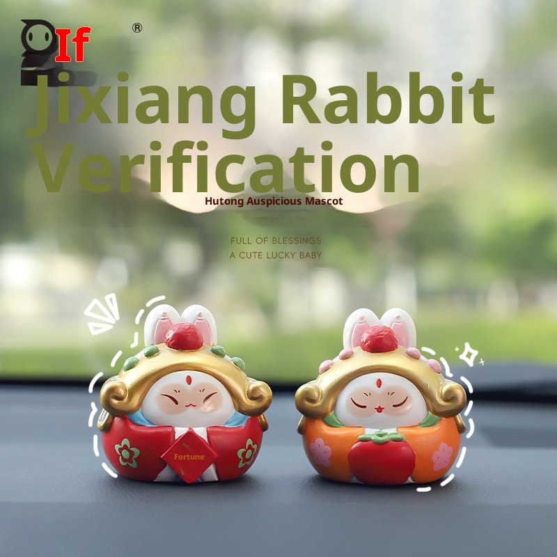 Ornamento per auto in resina per interni del mercato culturale e creativo del turismo di Pechino, stile cinese, coniglio, signore, regalo_voghion.com
