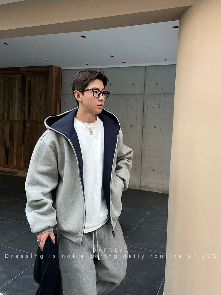 boy Boy 2025 Cardigan Sweatshirt Unisex Spring Autumn Zipper Hooded American Retro Style Regular Shoulder Jacket_voghion.com