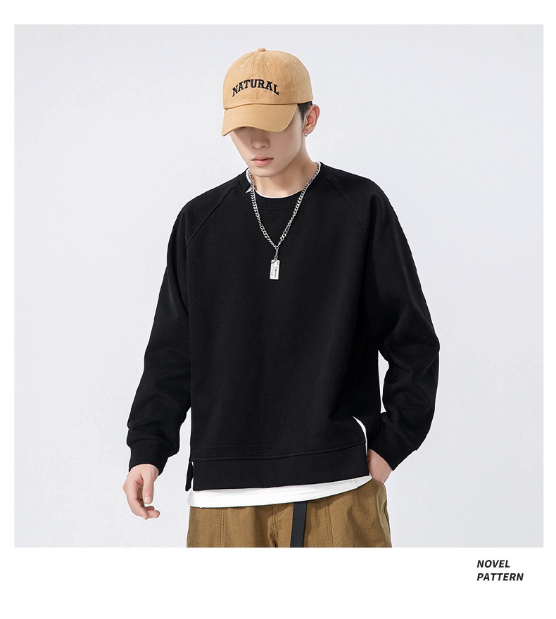 Sweat-shirt deux pièces à col rond en polaire épaisse et ample à manches longues pour homme, modèle Boy Autumn Kun Hai Peng Yun_voghion.com