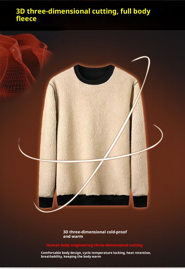 boy Boy Boy Factory Direct Thickened Fleece Sweatshirt For Men, Autumn And Winter, Crew Neck, Loose Fit, Base Shirt, Warm, Hoodless_voghion.com