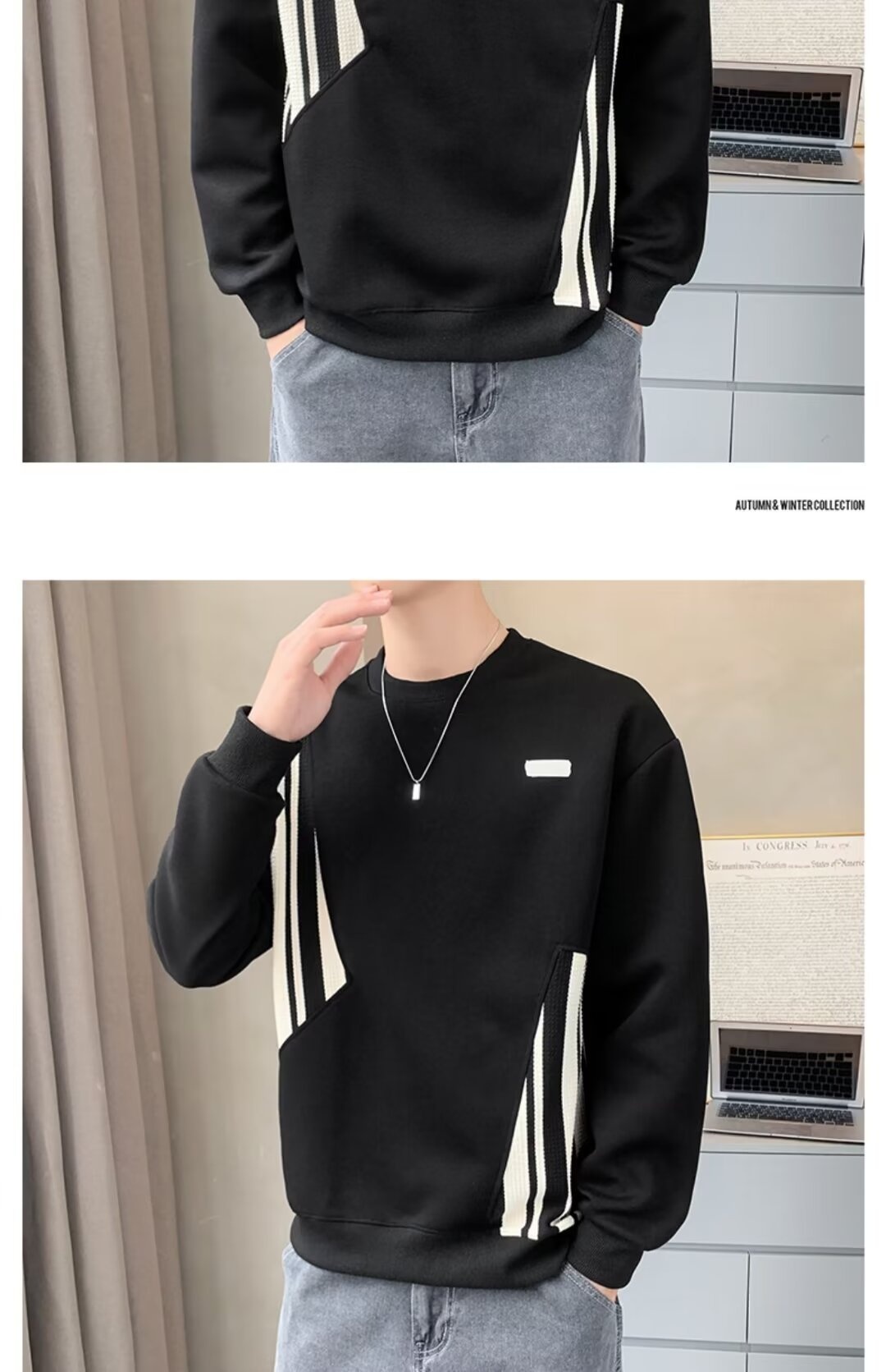 boy Boy Crew Neck Sweatshirt Spring Autumn Fleece Thickened Men's Top 2023 New T-Shirt Long Sleeve Early Winter Jacket_voghion.com