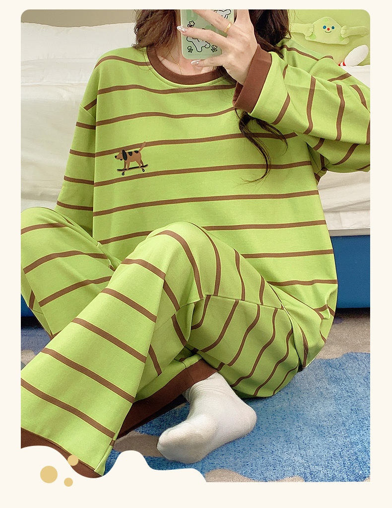 ChicShe Source Factory Stretch Cotton-Like Long-Sleeve Pajamas With Chest Pads Girls, Cartoon Round Neck, Suitable For Spring_voghion.com