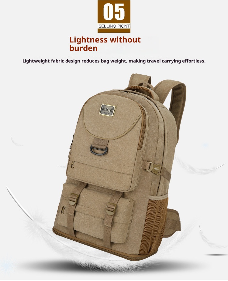 ActiveGo New Large Capacity Backpack Thickened Canvas Luggage Men And Women Mountaineering Lightweight Travel Working Outdoor Bag_voghion.com