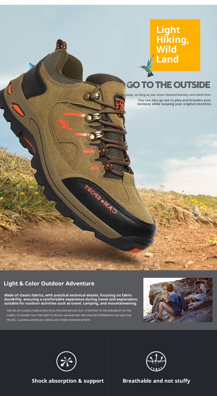 ActiveGo Cross-Border Plus Size Couple Autumn Winter Men's Fashion Outdoor Hik Low-Top Lace-Up Casual Trekk Shoes_voghion.com