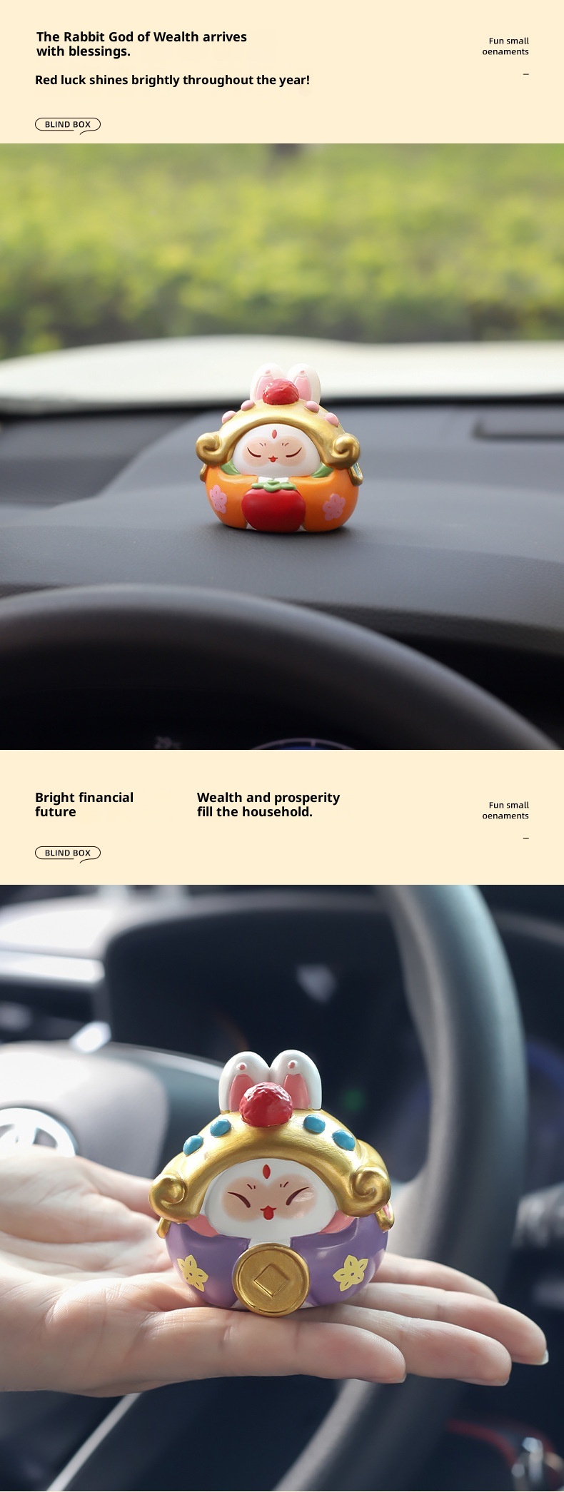 Ornamento per auto in resina per interni del mercato culturale e creativo del turismo di Pechino, stile cinese, coniglio, signore, regalo_voghion.com