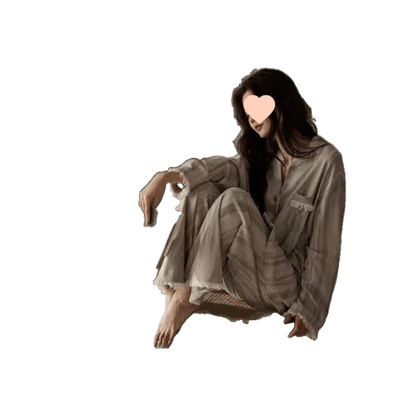 Pigiama da donna ChicShe primaverile con imbottiture a scacchi sfumate larghe taglie forti maniche lunghe stile francese abbigliamento estivo per la casa_voghion.com