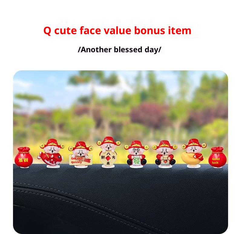 Super Cute Little God Of Wealth Electric Interior Navigation Computer Large Screen Car Decoration Ornament_voghion.com