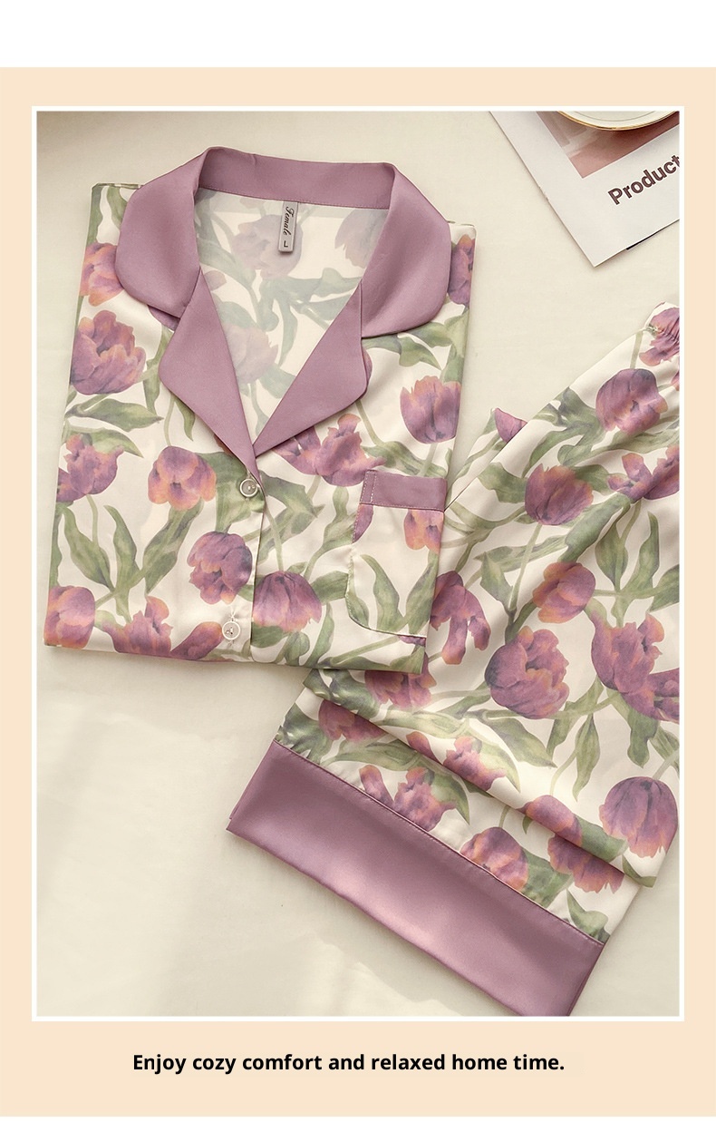 Pigiama ChicShe Tulip da donna, dolce e di alta qualità, per la casa, 2024, nuovo set primavera e autunno a maniche lunghe, adatto per abbigliamento esterno_voghion.com