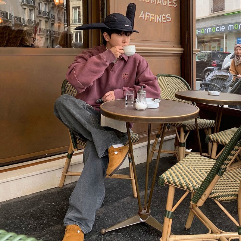 boy Boy MYQ Design Sense Turn-down Collar Pullover Sweatshirt For Men Spring Loose Embroidered Top Korean Style Trendy Long_voghion.com