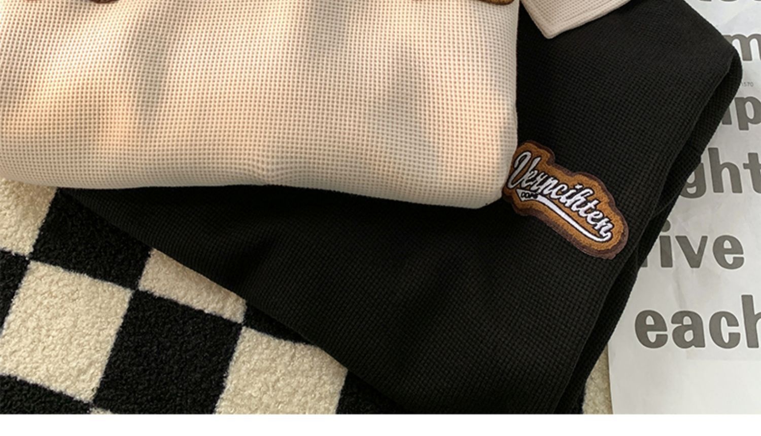 boy Boy Waffle Polo Sweatshirt For Men Spring Autumn Ins Trendy Brand Embroidered Turn-down Collar American Retro Heavyweight_voghion.com