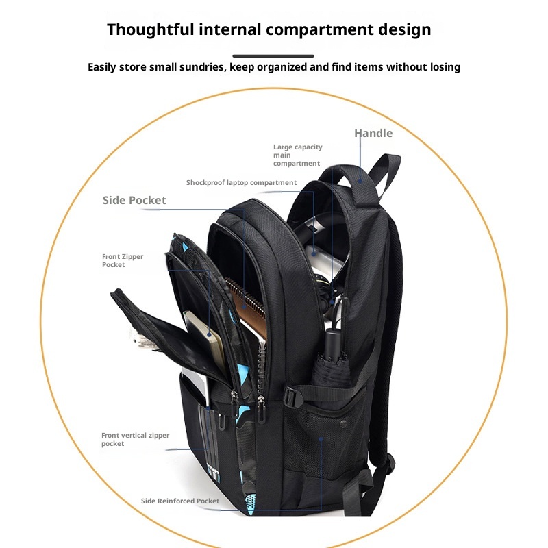 ActiveGo In Stock Korean Version Large Capacity Personality Multi-Functional School Bag Men's Business Travel Backpack Commuting_voghion.com