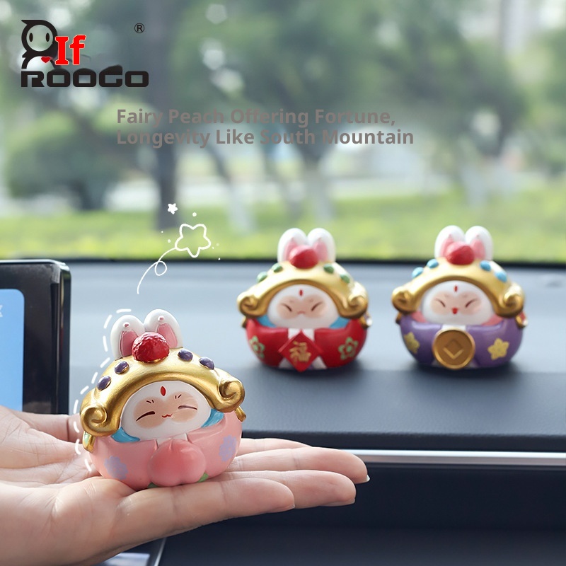 Ornamento per auto in resina per interni del mercato culturale e creativo del turismo di Pechino, stile cinese, coniglio, signore, regalo_voghion.com
